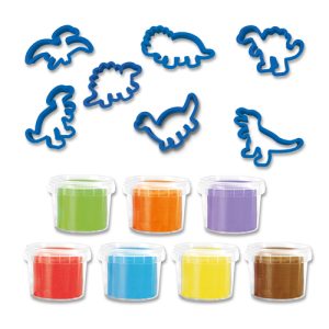 SES Creative – Klei mega dino set (7x90gr met uitsteekvormen)
