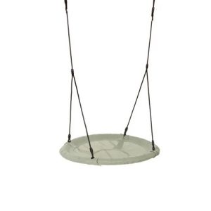 Dice –  Nestschommel rond 100cm- zwart gevlochten touw- pastel groen