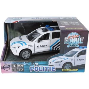 Kids Globe Politie Volvo EX90 BE licht geluid die cast pull back 13,5cm