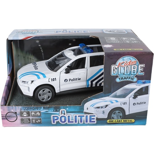 Kids Globe Politie Volvo EX90 BE licht geluid die cast pull back 13,5cm - Afbeelding 2