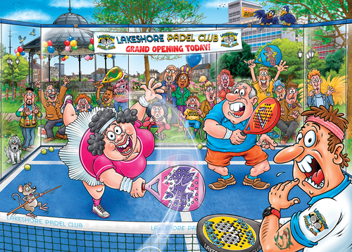 Wasgij Original 49 - Paniek op de padelbaan! (1000 stukjes) - Afbeelding 4