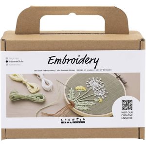 Mini Hobbyset Borduurwerk, Borduurframe, dusty groen, 1 doos