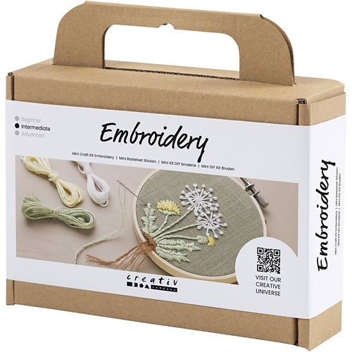 Mini Hobbyset Borduurwerk, Borduurframe, dusty groen, 1 doos - Afbeelding 3