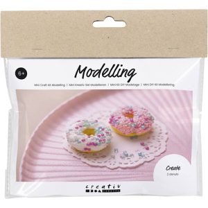 Mini Hobbyset Boetseren, Donuts, roze, turquoise, wit, geel, 1 doos
