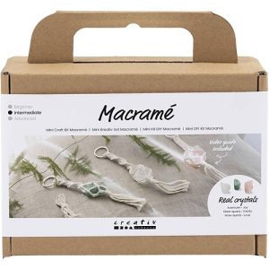 Mini Hobbyset Macramé, Sleutelhangers, mat transparant, dusty groen, zacht
