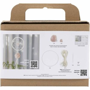 Mini Hobbyset Macramé, Dromenvanger met rozenkwarts, lichtroze, wit, 1 doos