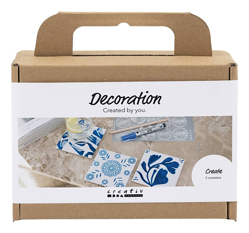 Mini Hobbyset Decoratie, Porseleinen onderzetters, blauw, 1 doos