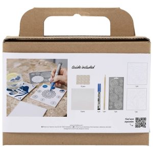 Mini Hobbyset Decoratie, Porseleinen onderzetters, blauw, 1 doos