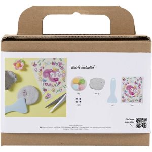 Mini Hobbyset Boetseren, Steen met insect, grijs, lichtroze, licht turquois