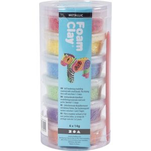 Foam Clay®, metallic, sterke kleuren, 84 gr, 6×14 gr/ 1 doos