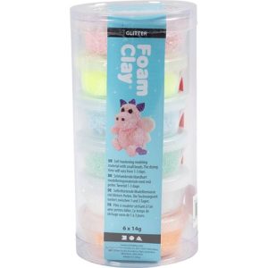 Foam Clay®, glitter, pastelkleuren, 84 gr, 6×14 gr/ 1 doos