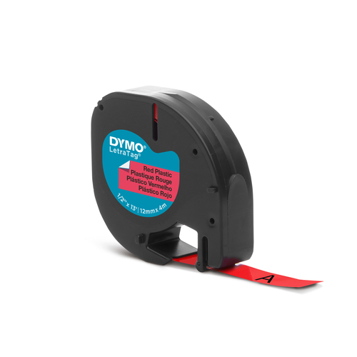 DYMO LetraTag - Label Tape 12mm x 4m - (PVC) zwart op komeetrood - Afbeelding 10