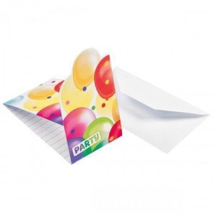 Ballon Party – Uitnodigingen + enveloppe 8stuks