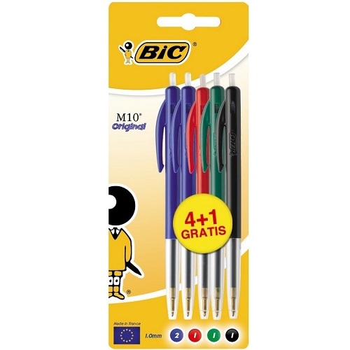 BIC Balpen M10 Medium - assorti (4+1 gratis)