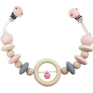 Ketting voor kinderwagen – natuur/roze