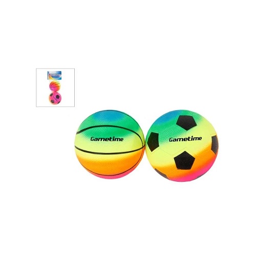 Gametime PVC voetbal/basketbal Ø 10cm in net (set van 2)