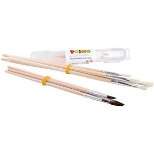 PRIMO Set van 10 penselen (5 ronde/5 platte penselen) in PVC koker