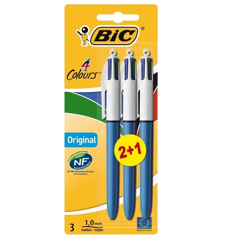 BIC 4-kleurenbalpen ORIGINAL Medium - 2+1 gratis