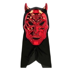Gezichtsmasker Verblindende duivel met kap – rood