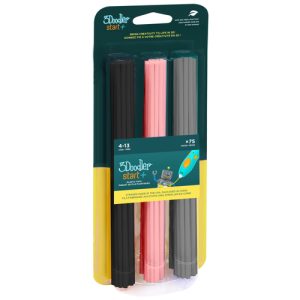 3Doodler Start+ navulling met 75 kleurstaafjes – zwart/roze/grijs