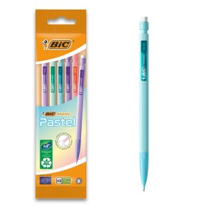 BIC Vulpotlood “Matic Pastel” met gomtop HB 0,7mm – 5stuks