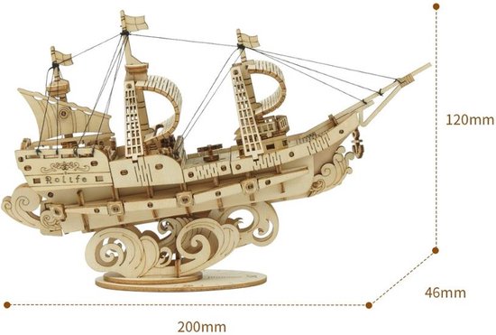 Robotime Rolife 3D Wooden Puzzle Sailing Ship - Afbeelding 4