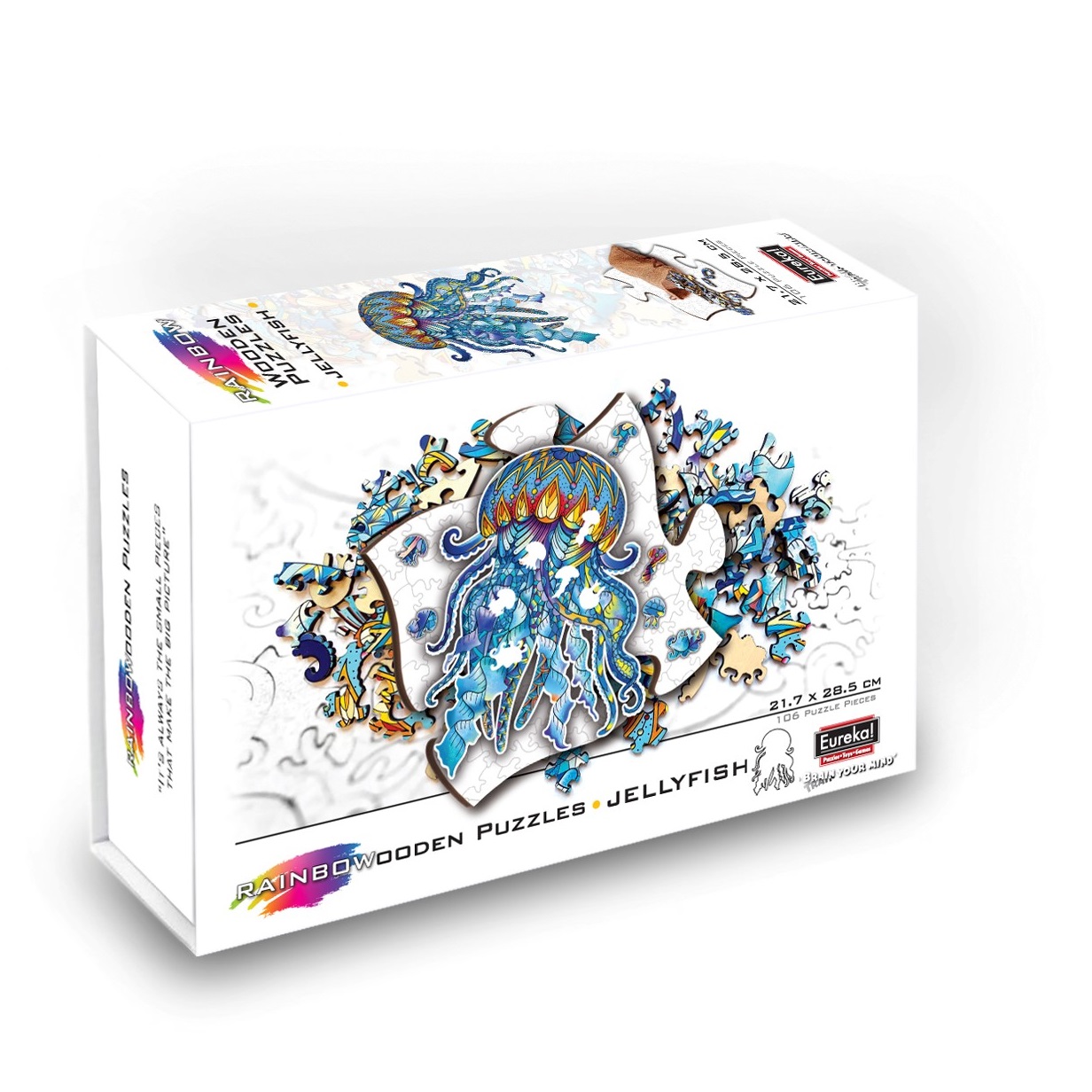 2D Rainbow Wooden Puzzel (106 stuks) Jelllyfish