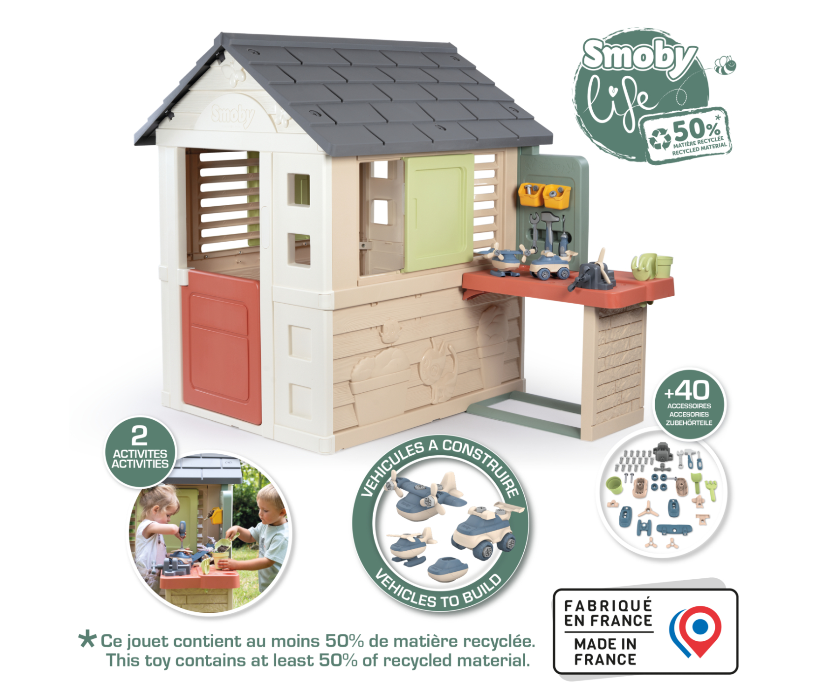 Smoby Life - Maison Nature + Werkbank - Afbeelding 2
