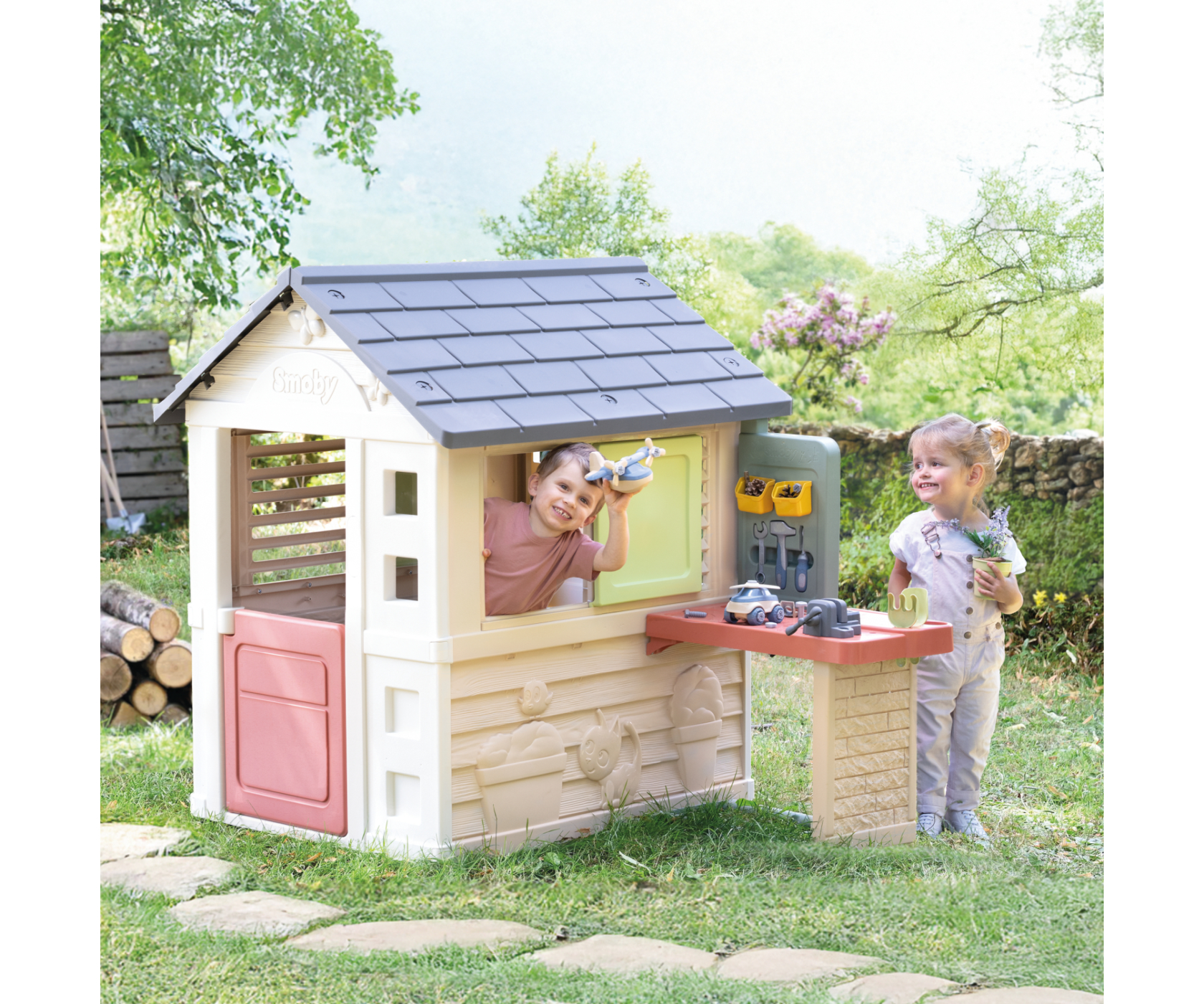 Smoby Life - Maison Nature + Werkbank - Afbeelding 4