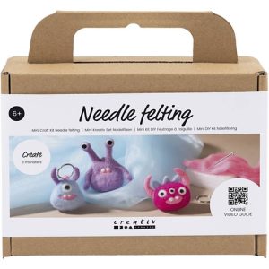 Mini Hobbyset Naaldvilten, Monster, diverse kleuren, 1 doos