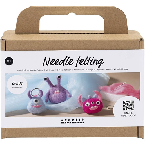 Mini Hobbyset Naaldvilten, Monster, diverse kleuren, 1 doos