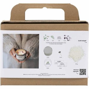 Mini Hobbyset Kaarsen Maken, Sojakaars met aventurien en amethist, crème, o