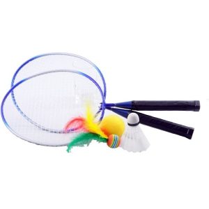 Badmintonset (mini) met 2 rackets/1 bal/1 shuttle/1 pluimbal in net tas