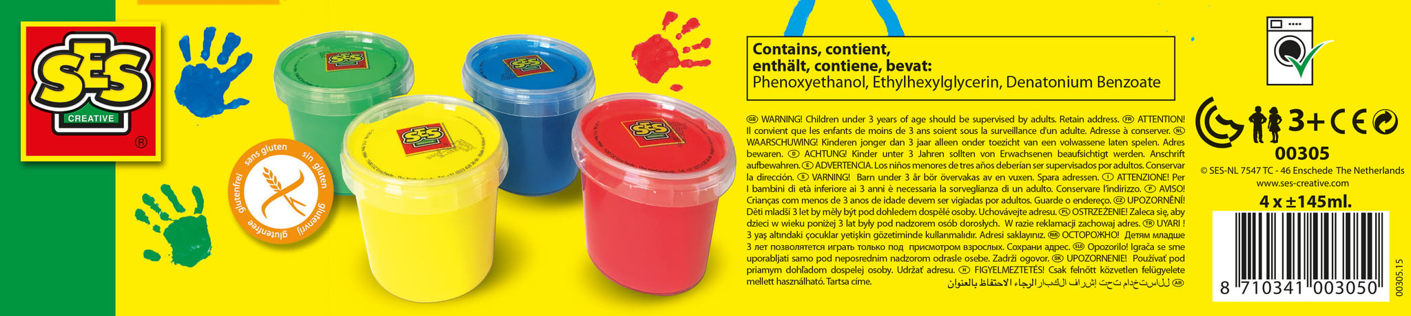 SES Creative - Vingerverf 4 kleuren x 145ml - Afbeelding 6