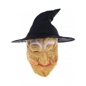 Masker Heks met hoed en haren