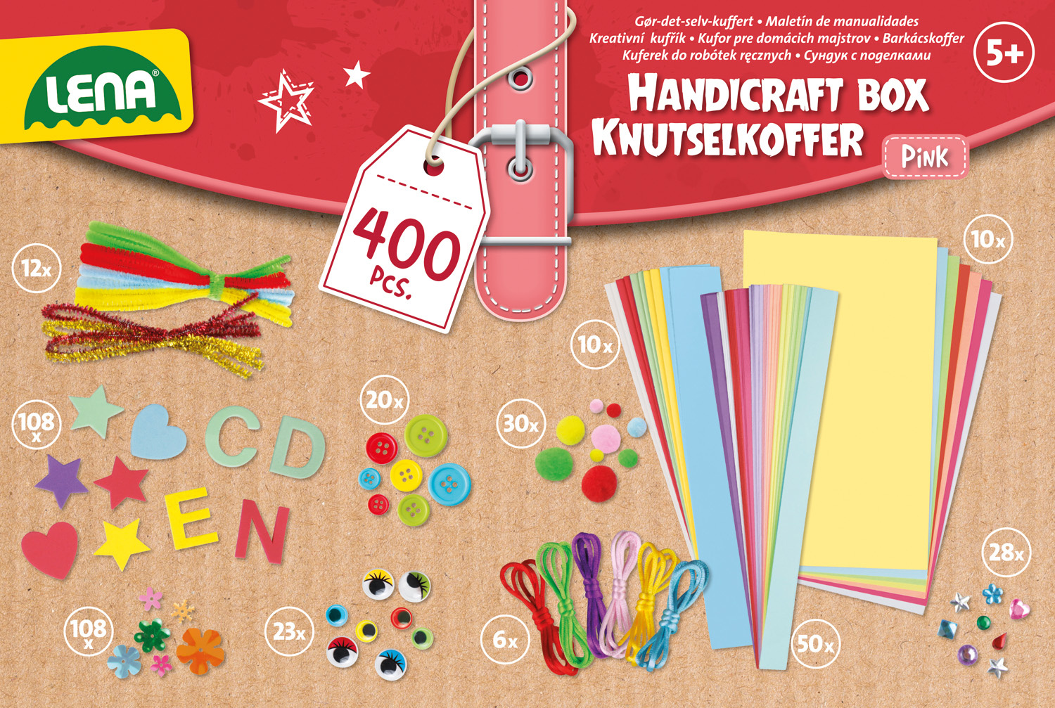 Creatief Knutselkoffer (roze) - 400stuks - Afbeelding 3