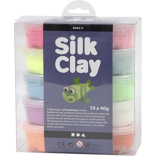 Silk Clay®, Basic 2, diverse kleuren, 10x40 gr/ 1 doos - Afbeelding 4