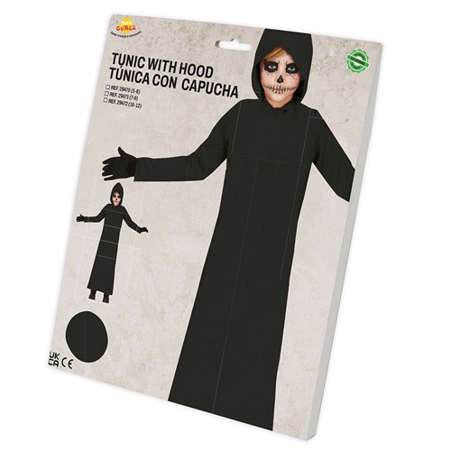 Zwarte tuniek met capuchon - 5-6 jaar - Afbeelding 2