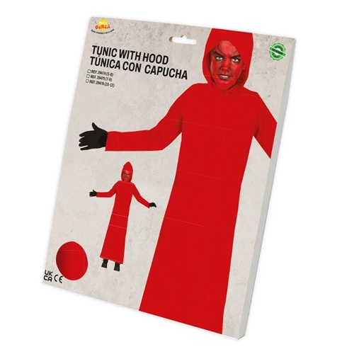 Rode tuniek met capuchon - 5-6 jaar - Afbeelding 2