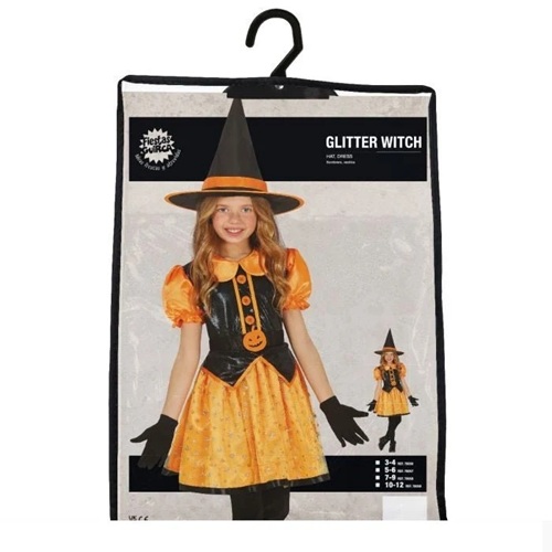 Oranje Glitter Heks - 3-4 jaar - Afbeelding 3