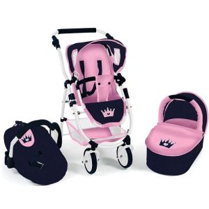 Koets 3 in 1 – kroon blauw/roze
