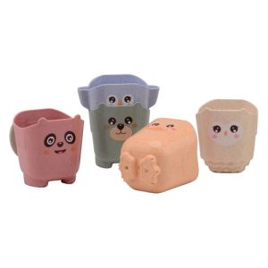 Happy World – Stapel emmers en bekers bio-plastic in doos