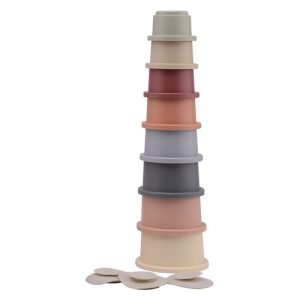 Happy World – Stapel emmers en bekers bio-plastic in doos