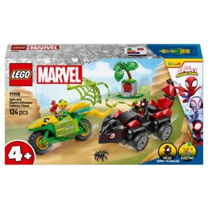 LEGO Spidey – Spin en Electro achtervolging met dinosaurusvoertuigen