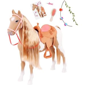 Paard met lange manen Palomino 50cm