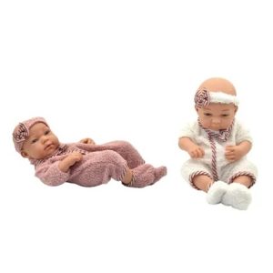 Babypop levensecht met bouclé pakje – 40cm