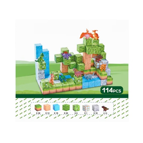 Magnetische Pixel blokken Dino Wereld - 114stuks - Afbeelding 2