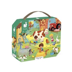 Janod – Puzzel (24stuks) in koffer – Een Dag Op de Boerderij
