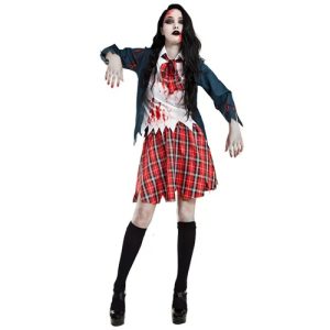 Volwassenenkostuum Zombie schoolmeisje (S)