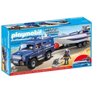 Playmobil – politieterreinwagen met speedboot
